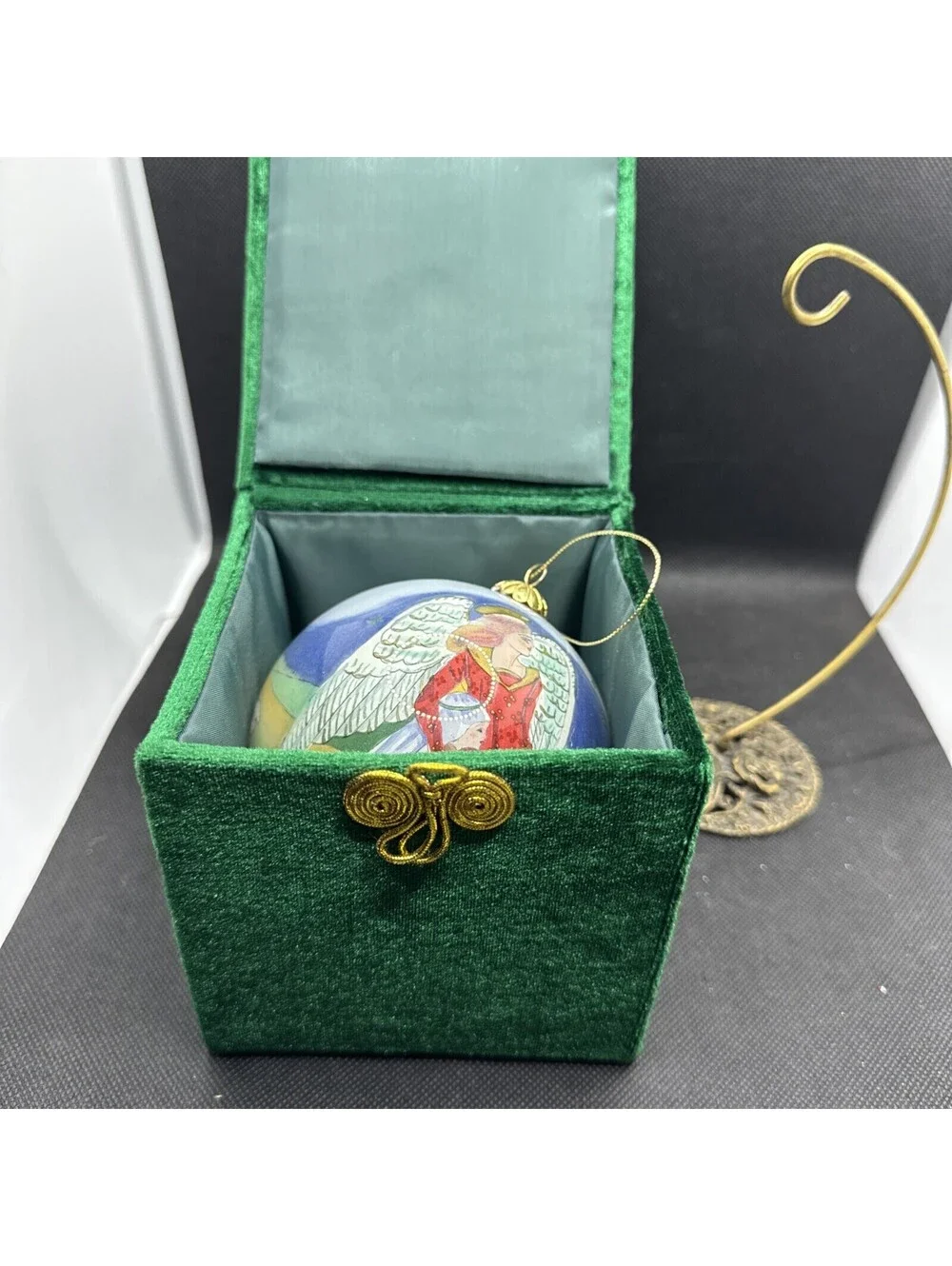 Vintage 2002 Li Bien Christmas Glass Ornament Pier One Angel Lamb Child Ball